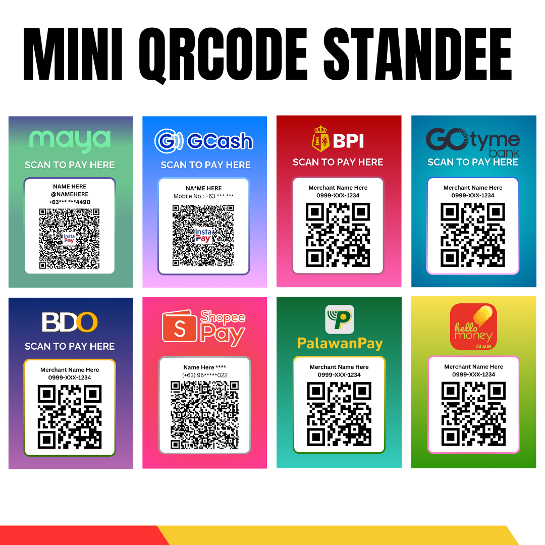 Mini QR Code Standee with Wooden Base For GCash, Maya, ShopeePay, PalawanPay, GoTyme Bank Size: 4x5