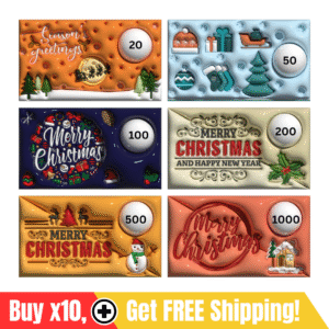3D Christmas Scratch Card–Perfect for Christmas, birthdays Assorted 10PCS