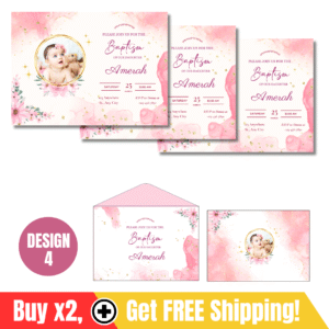 BIRTHDAY & CHRISTENING INVITATION WITH PERSONALIZED ENVELOPE 10PCS